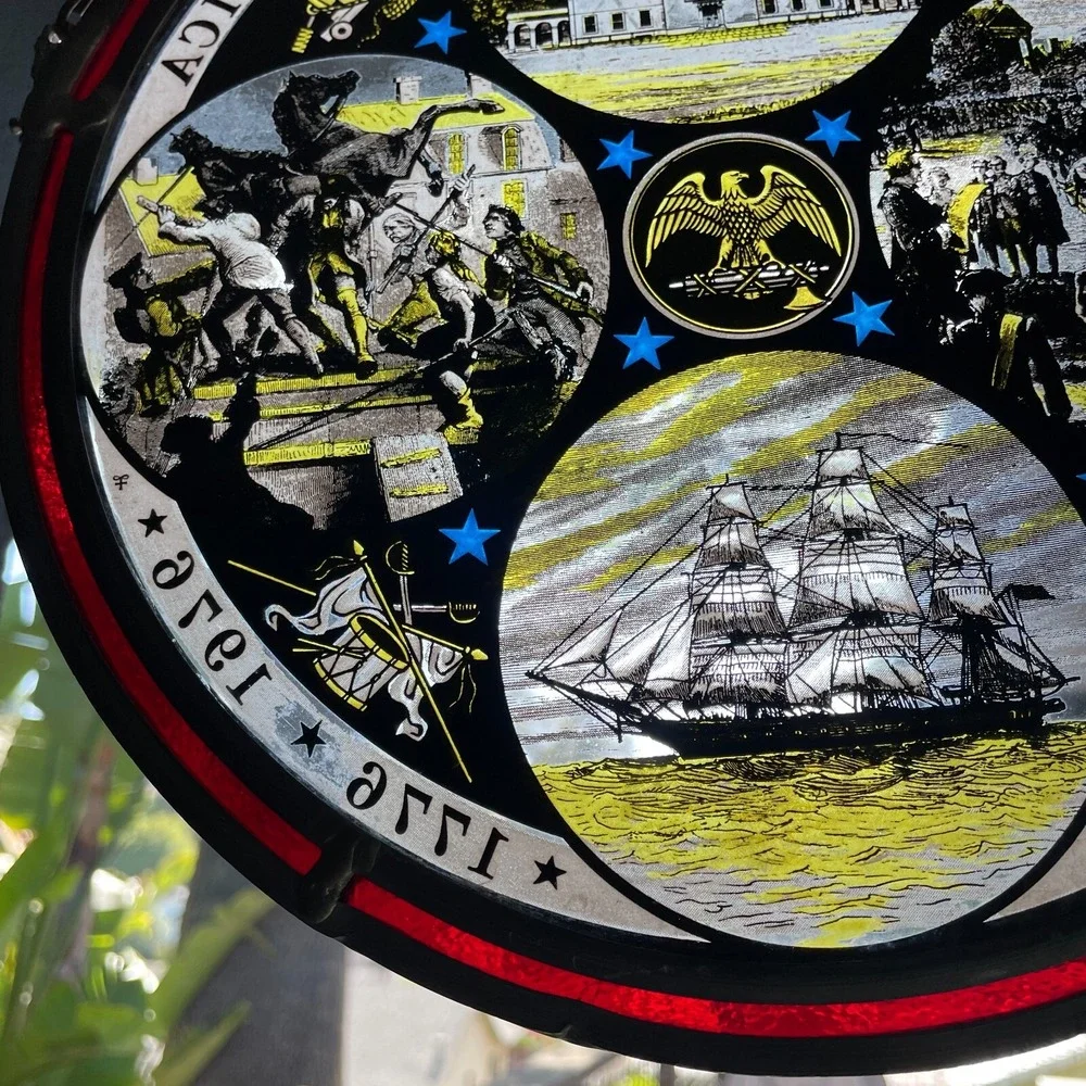 Vintage Suncatcher Stained Glass United States Of America Bicentennial 1776 1976 - Picture 6 of 15